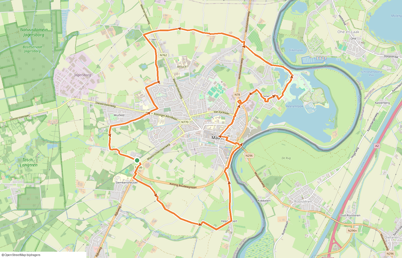 Kaartje van de route