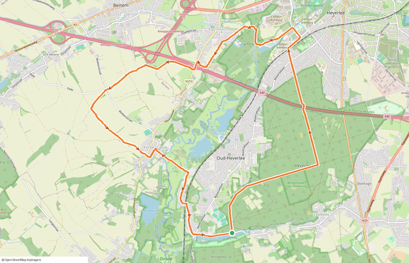 Kaartje van de route