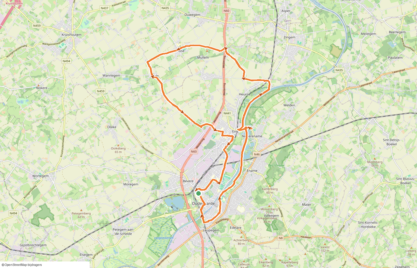 Kaartje van de route