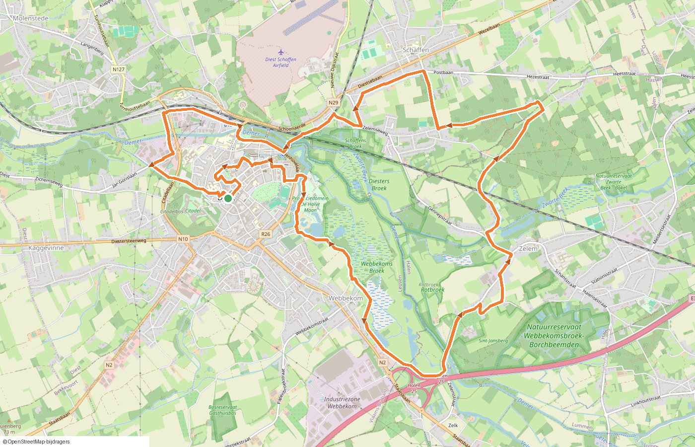 Kaartje van de route