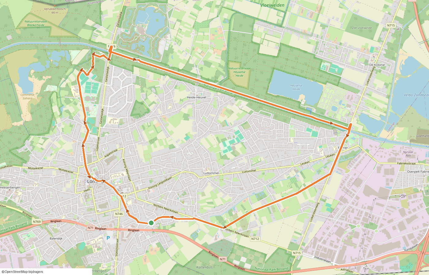 Kaartje van de route