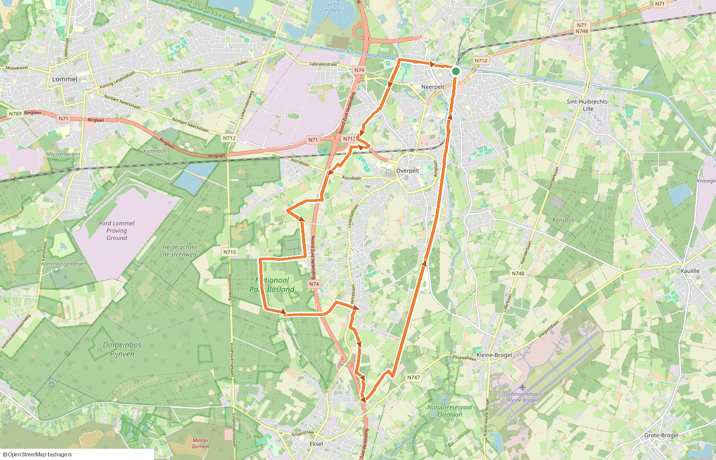 Kaartje van de route