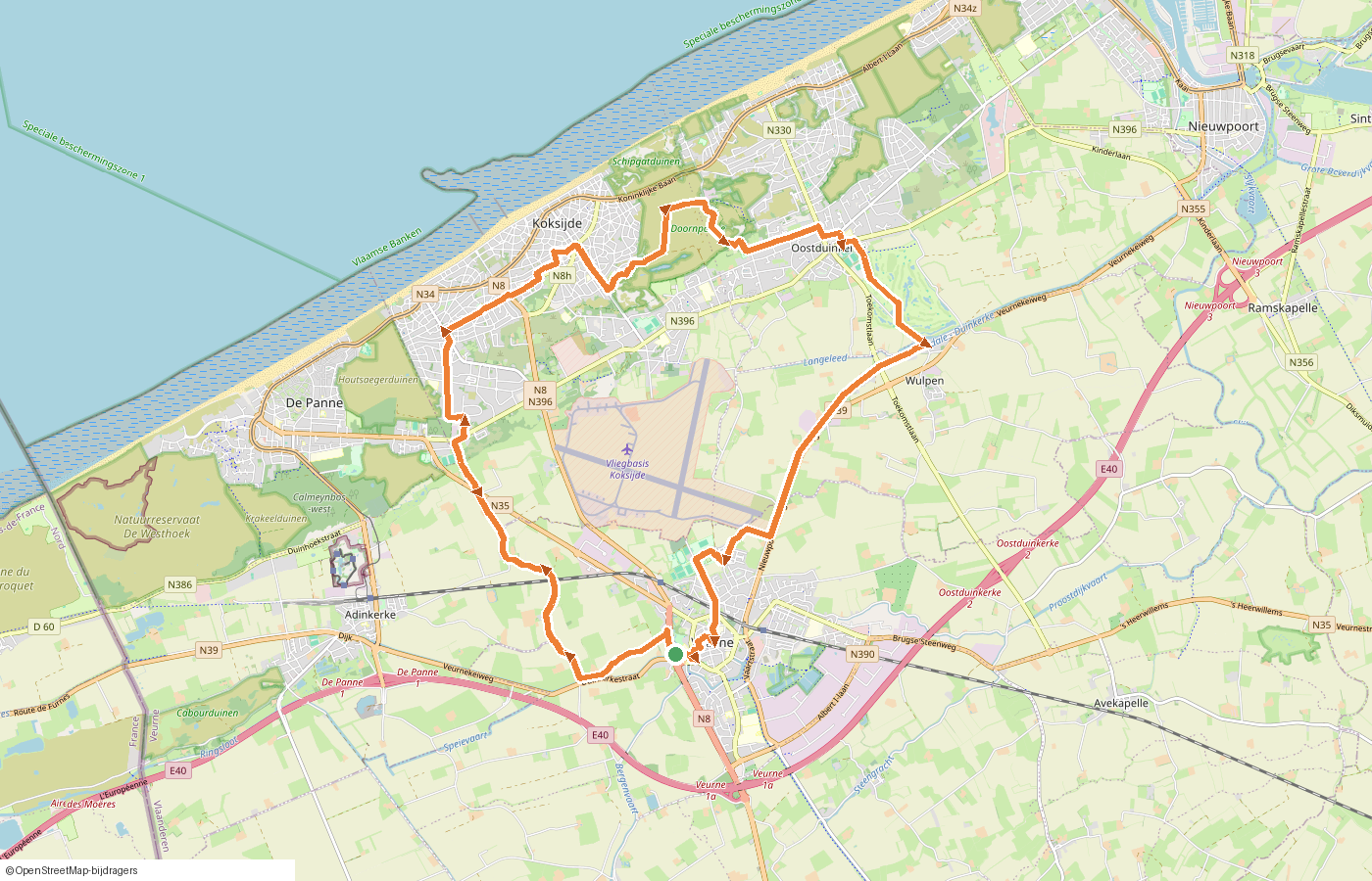 Kaartje van de route
