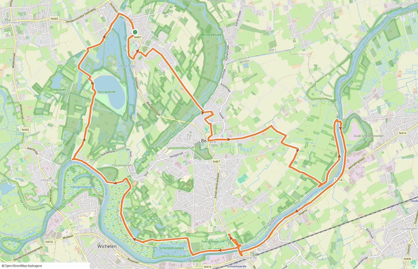 Kaartje van de route