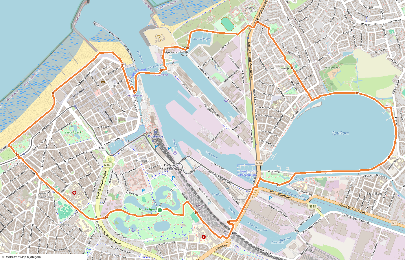 Kaartje van de route