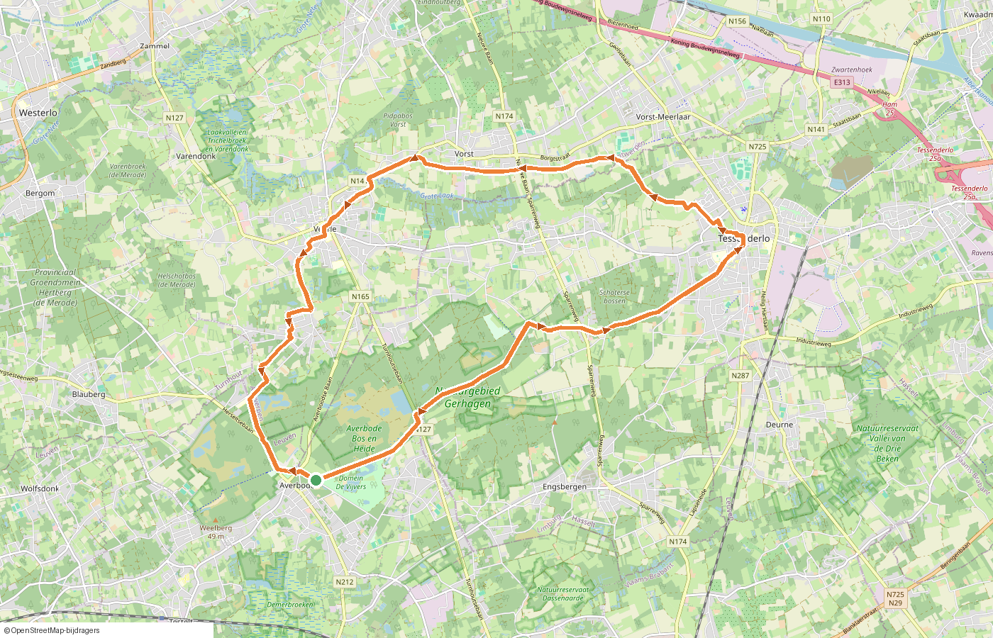 Kaartje van de route