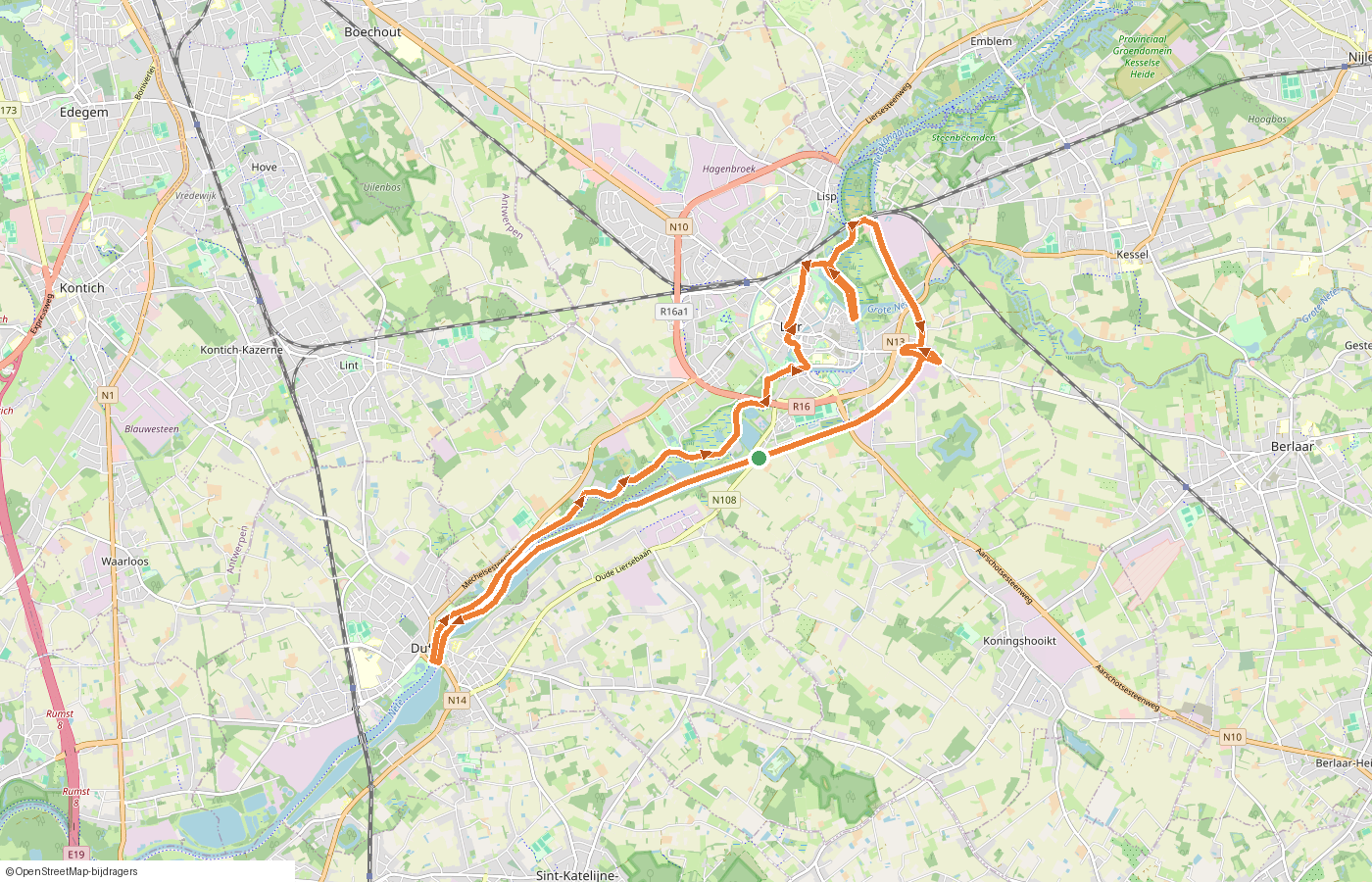 Kaartje van de route