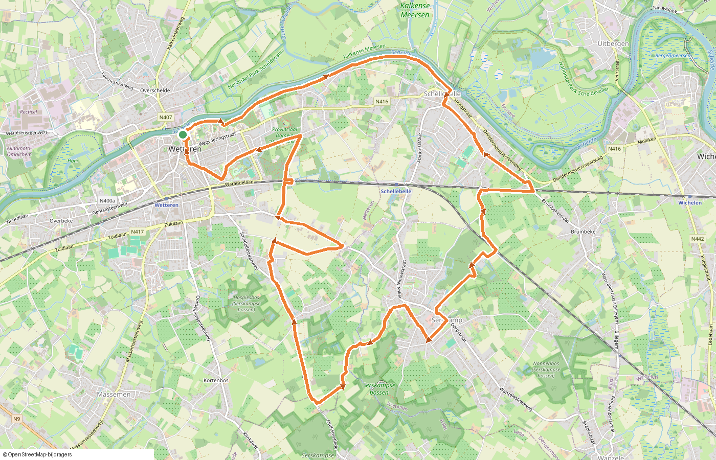 Kaartje van de route