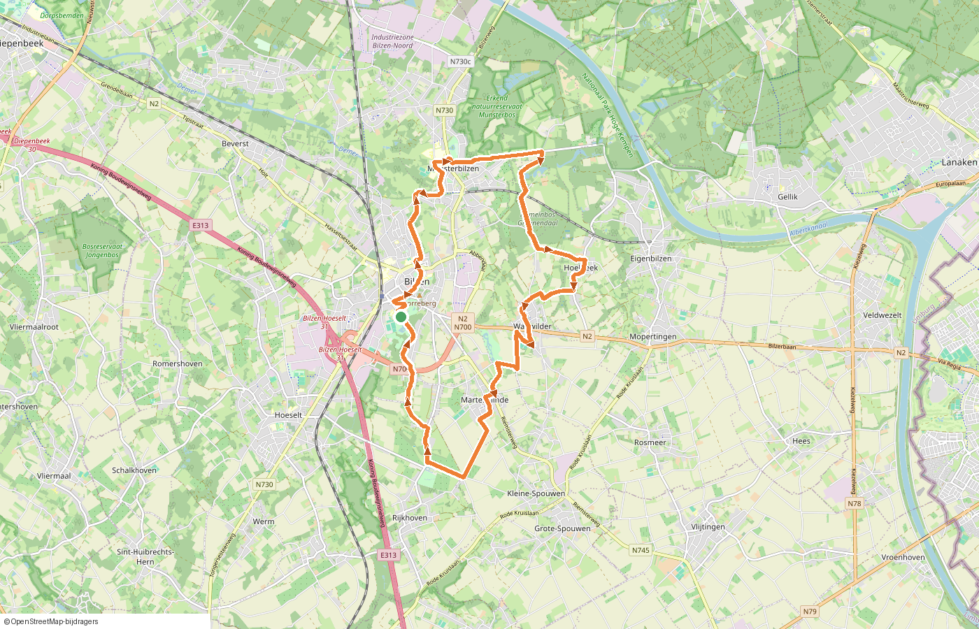 Kaartje van de route