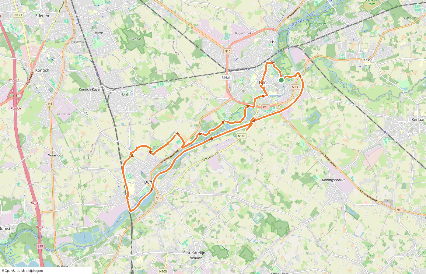 Kaartje van de route
