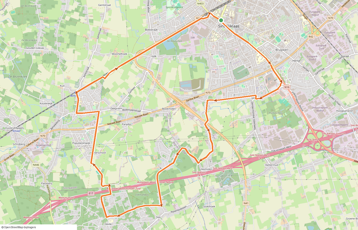 Kaartje van de route