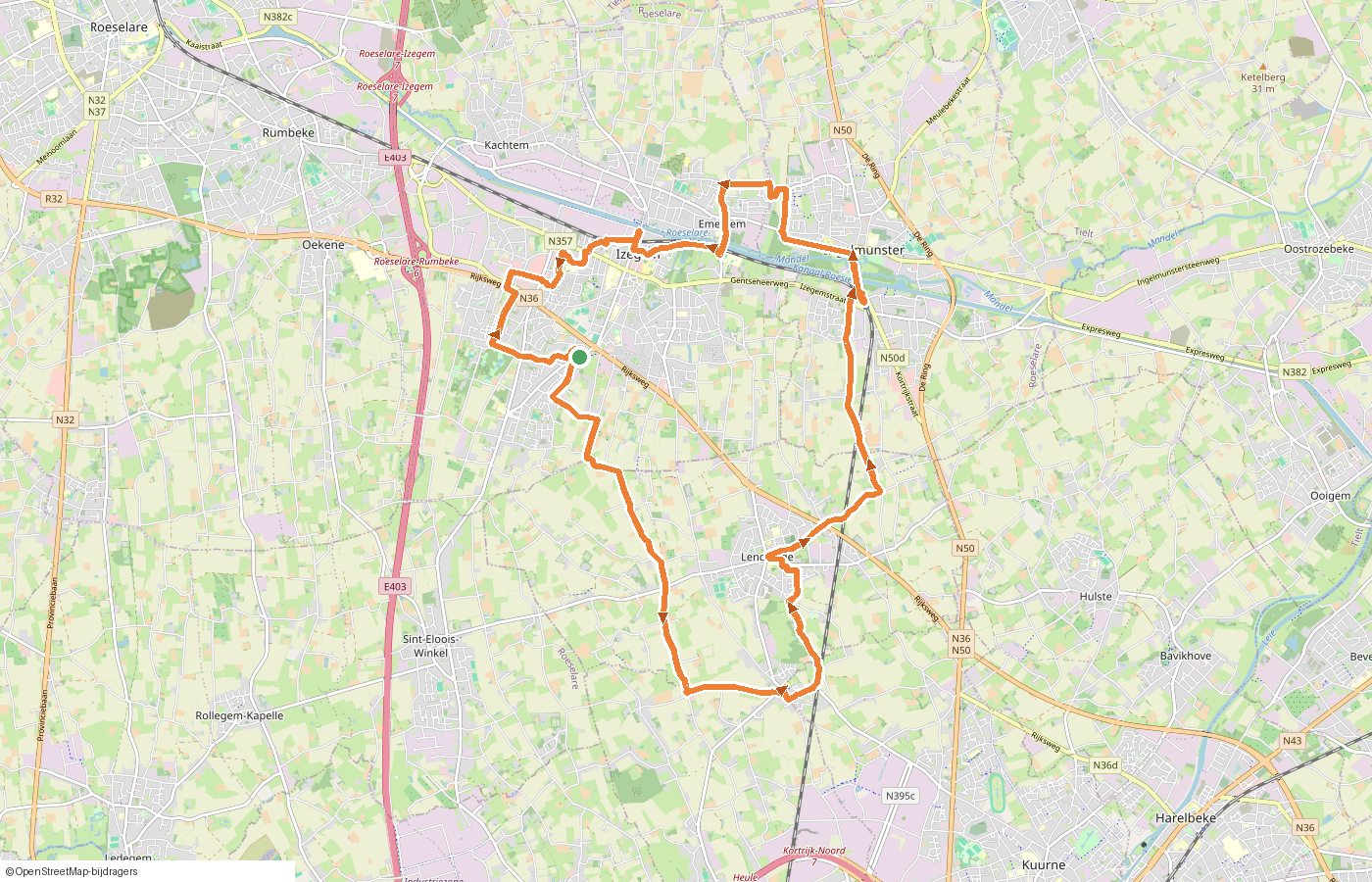 Kaartje van de route