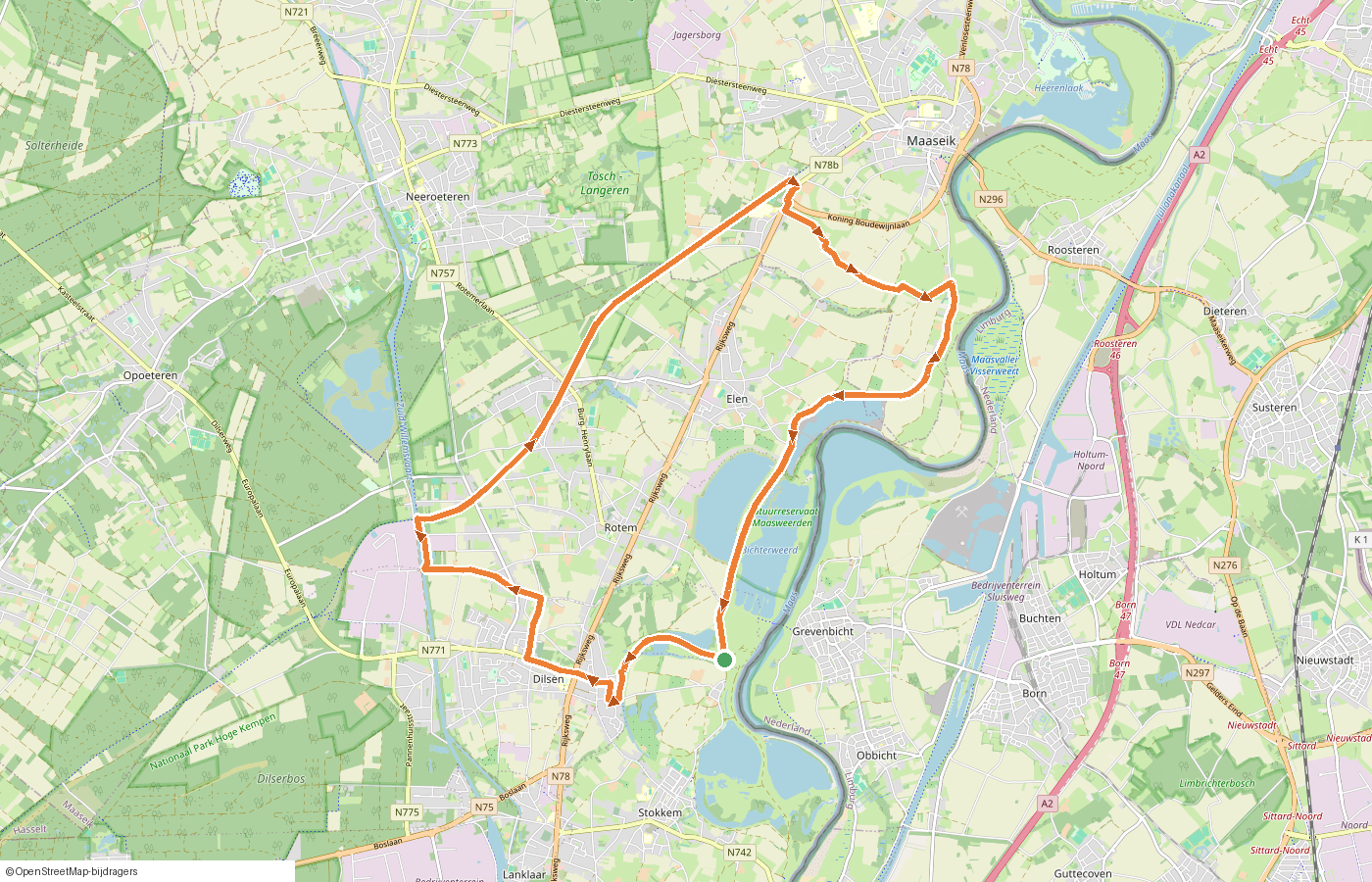 Kaartje van de route