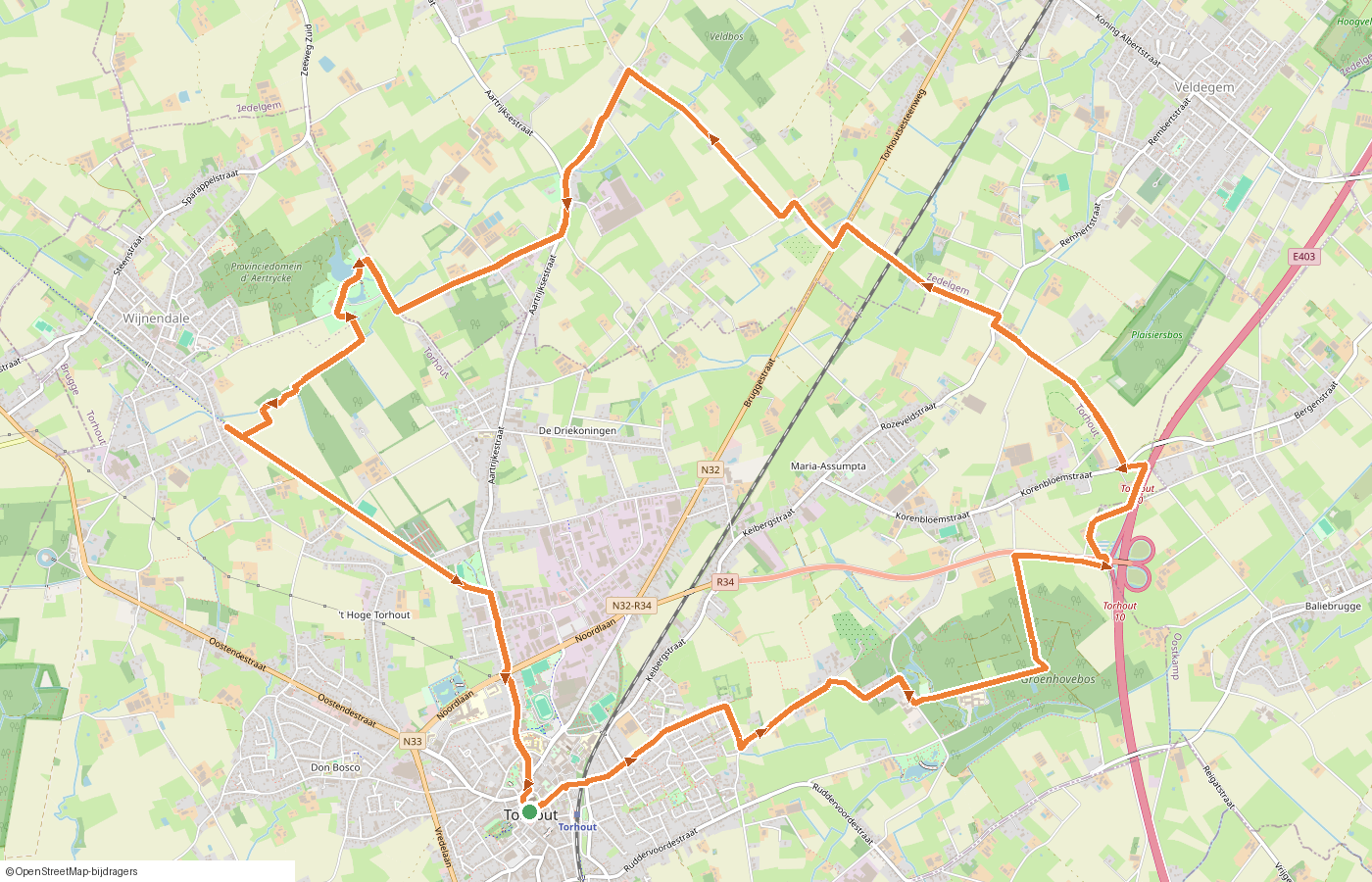 Kaartje van de route