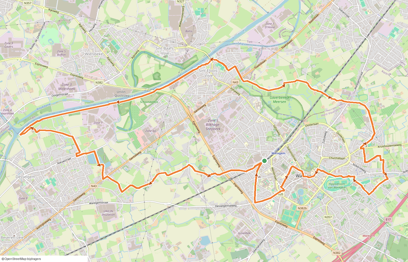 Kaartje van de route