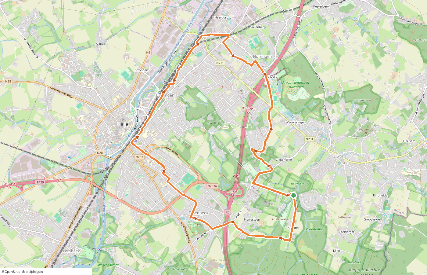 Kaartje van de route