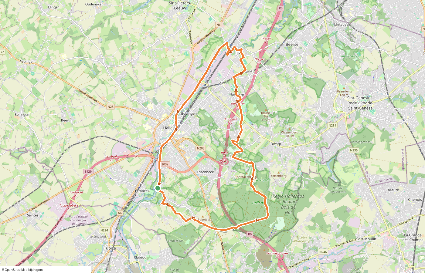 Kaartje van de route