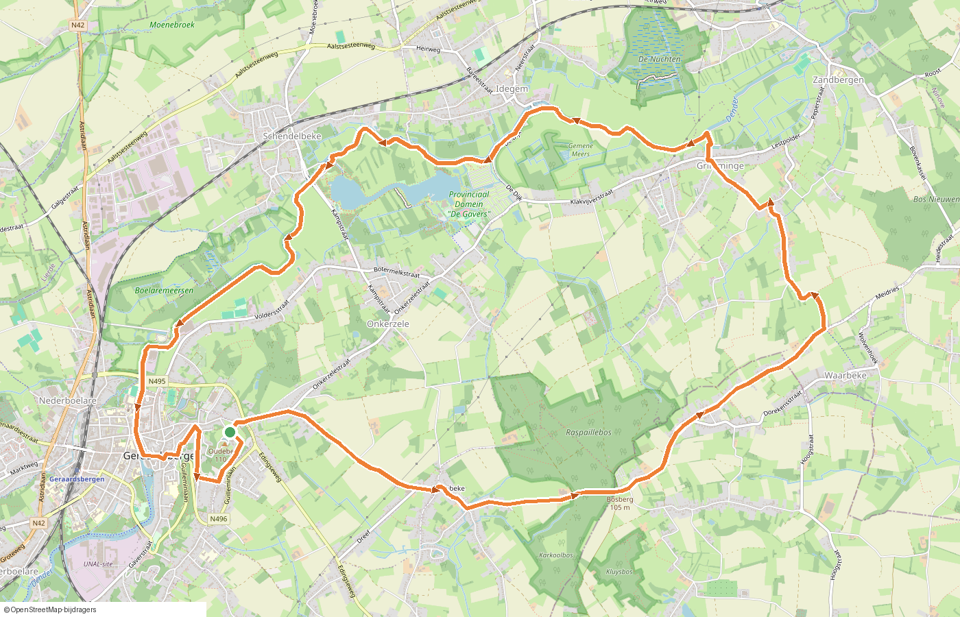 Kaartje van de route