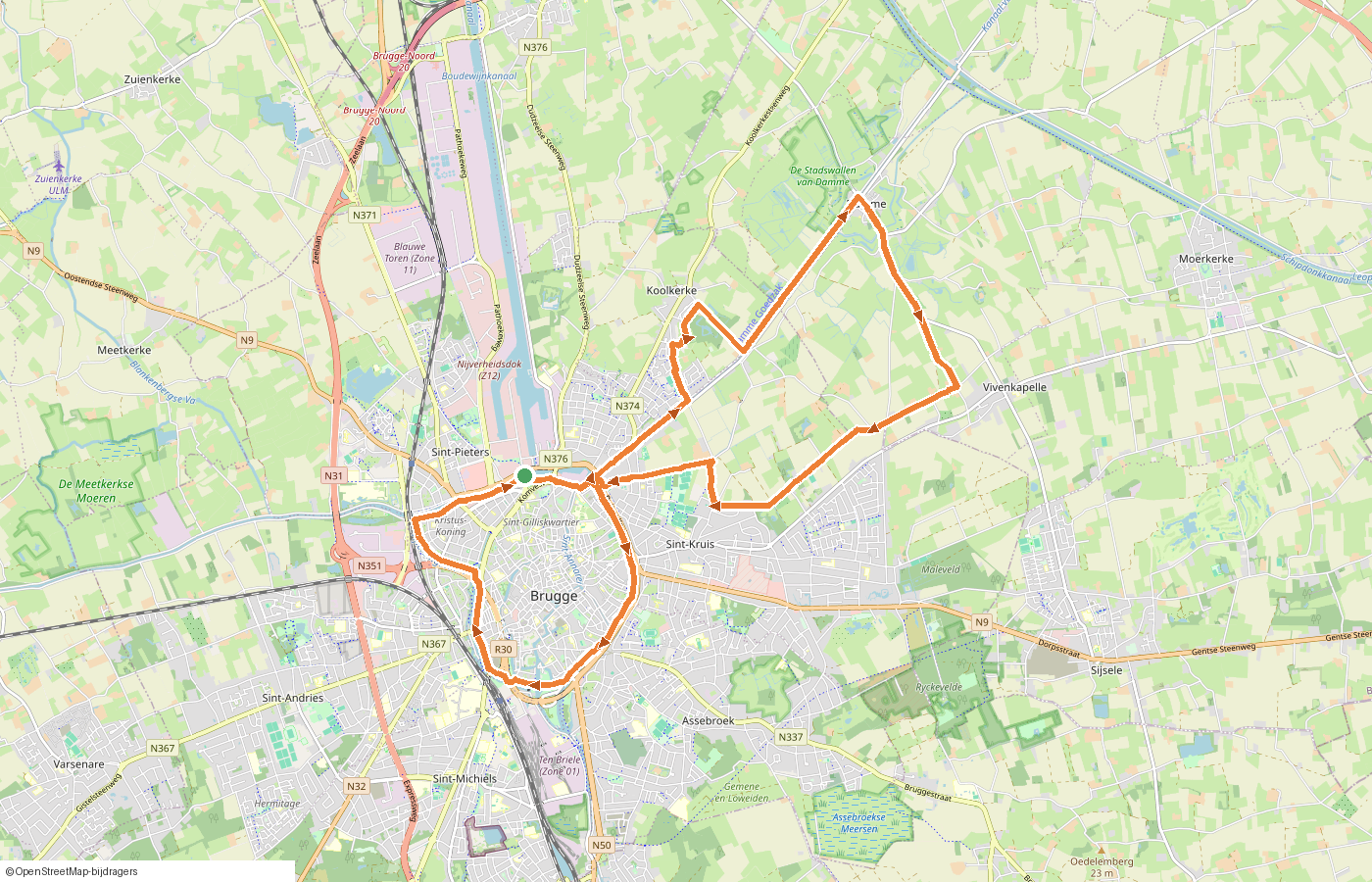 Kaartje van de route