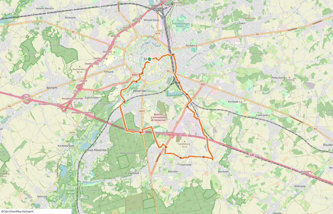 Kaartje van de route