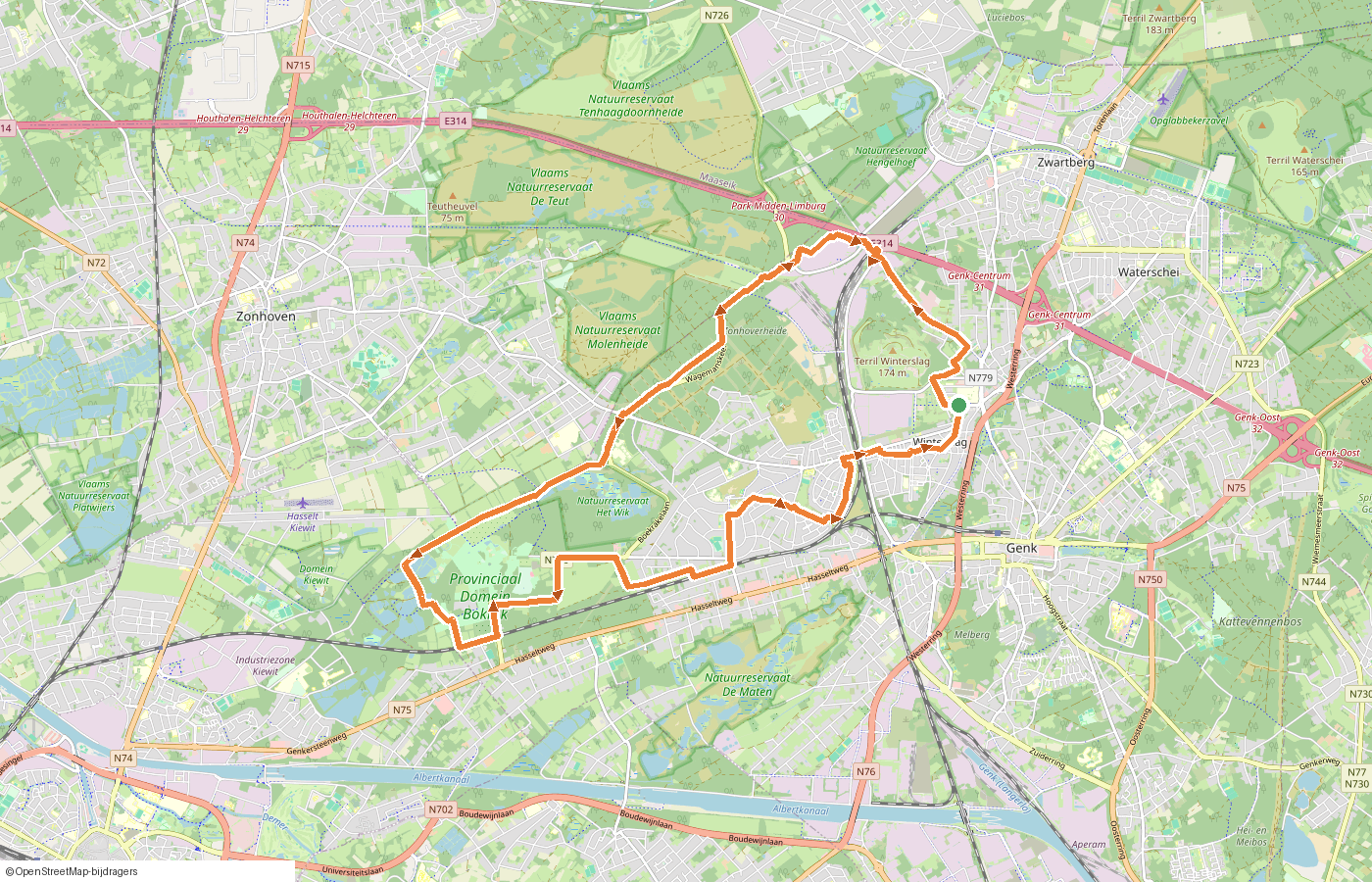 Kaartje van de route