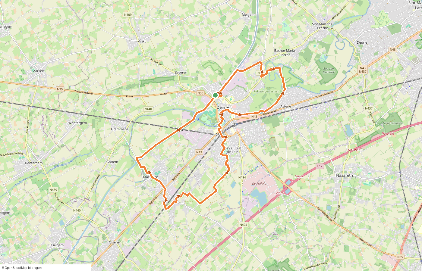 Kaartje van de route