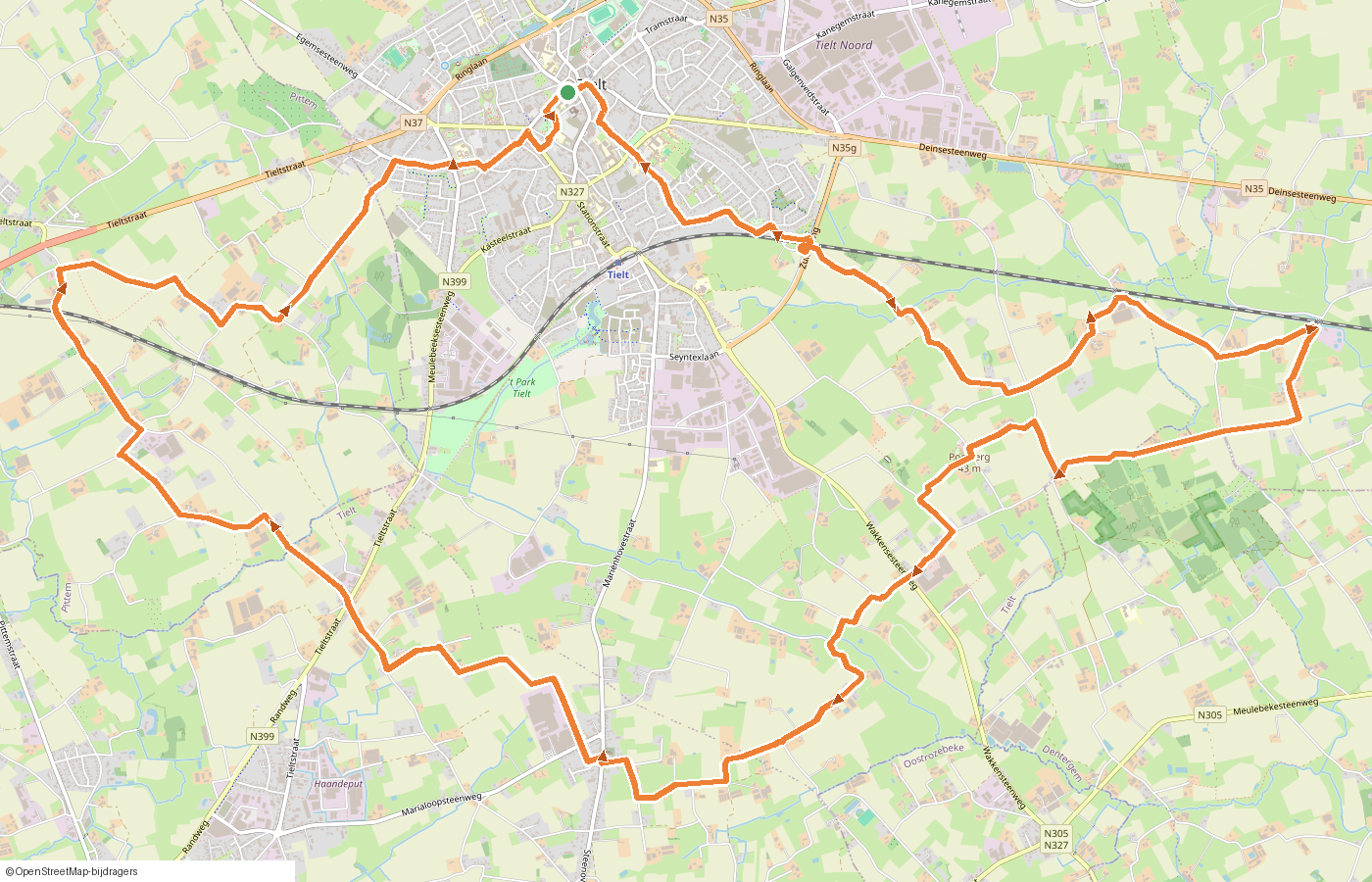 Kaartje van de route