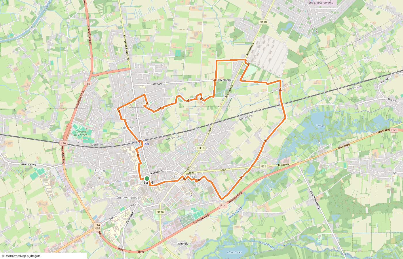 Kaartje van de route