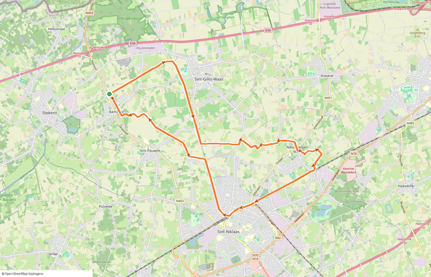 Kaartje van de route
