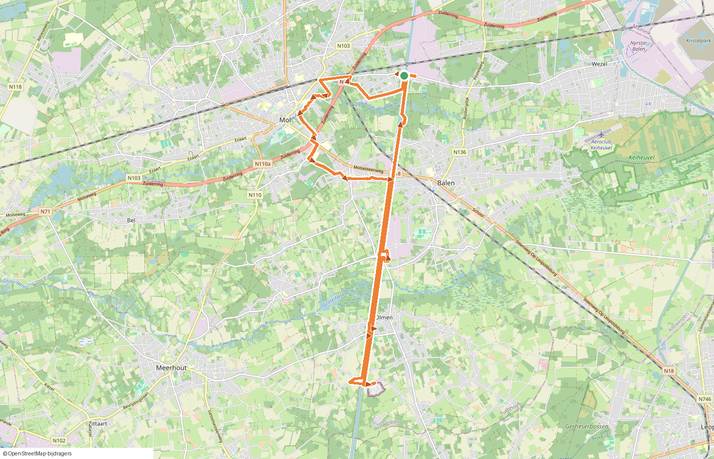 Kaartje van de route