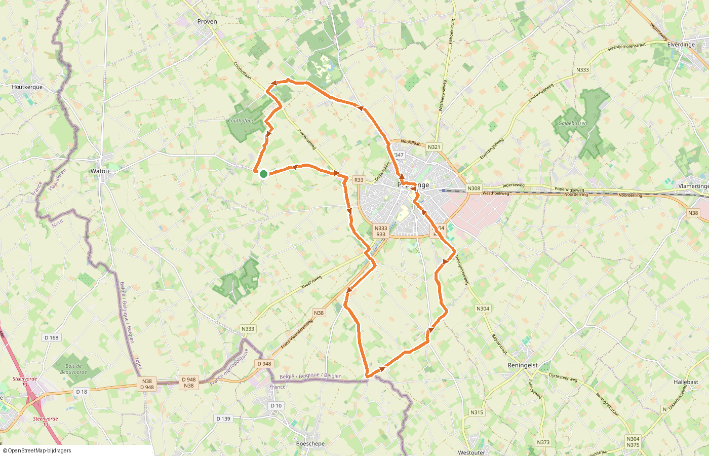 Kaartje van de route
