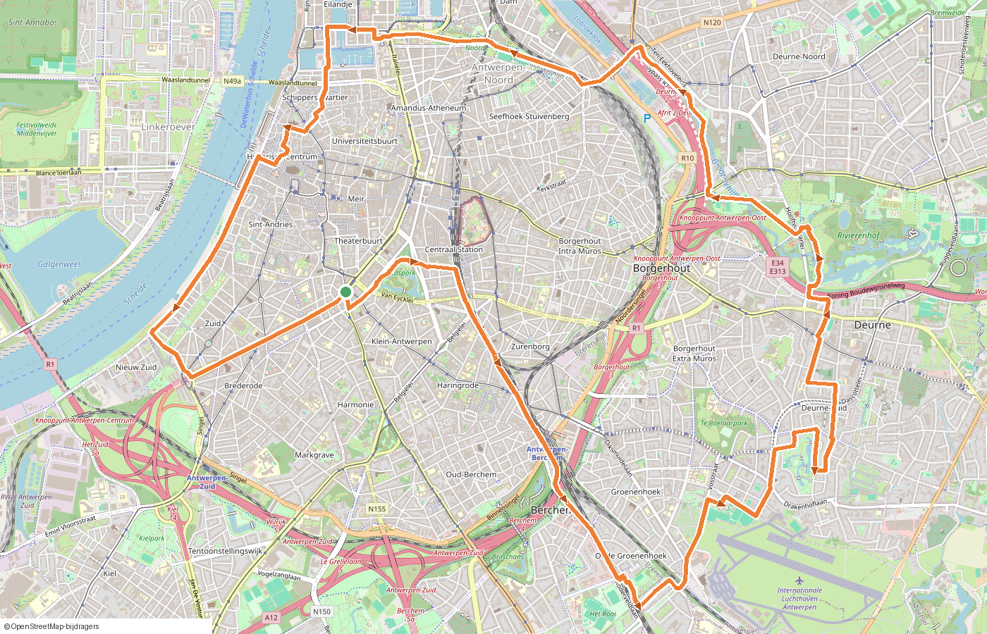 Kaartje van de route