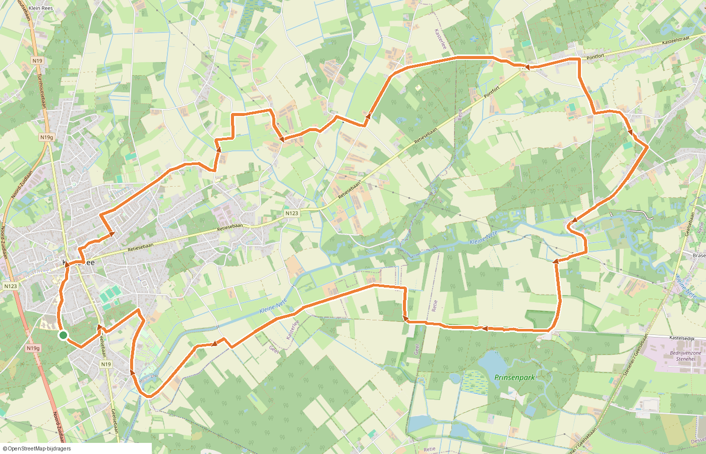 Kaartje van de route