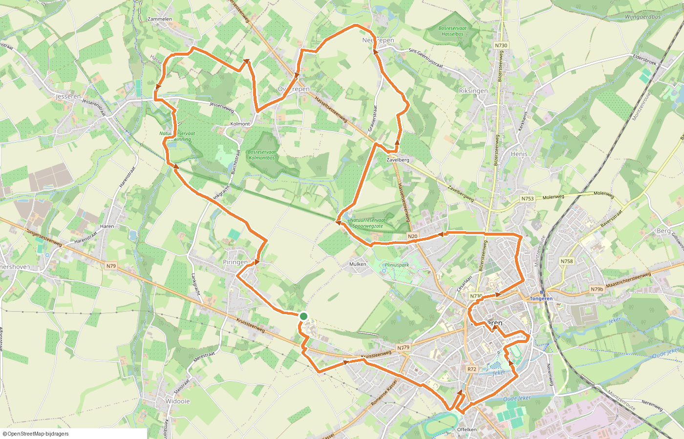 Kaartje van de route