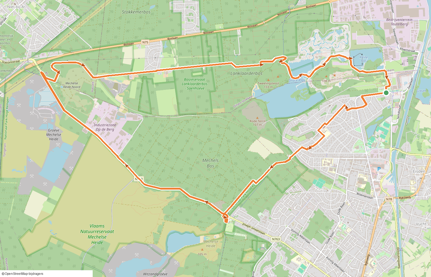 Kaartje van de route