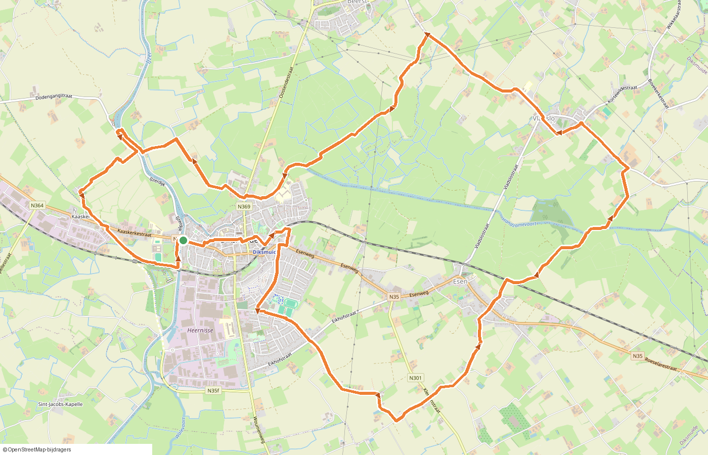 Kaartje van de route