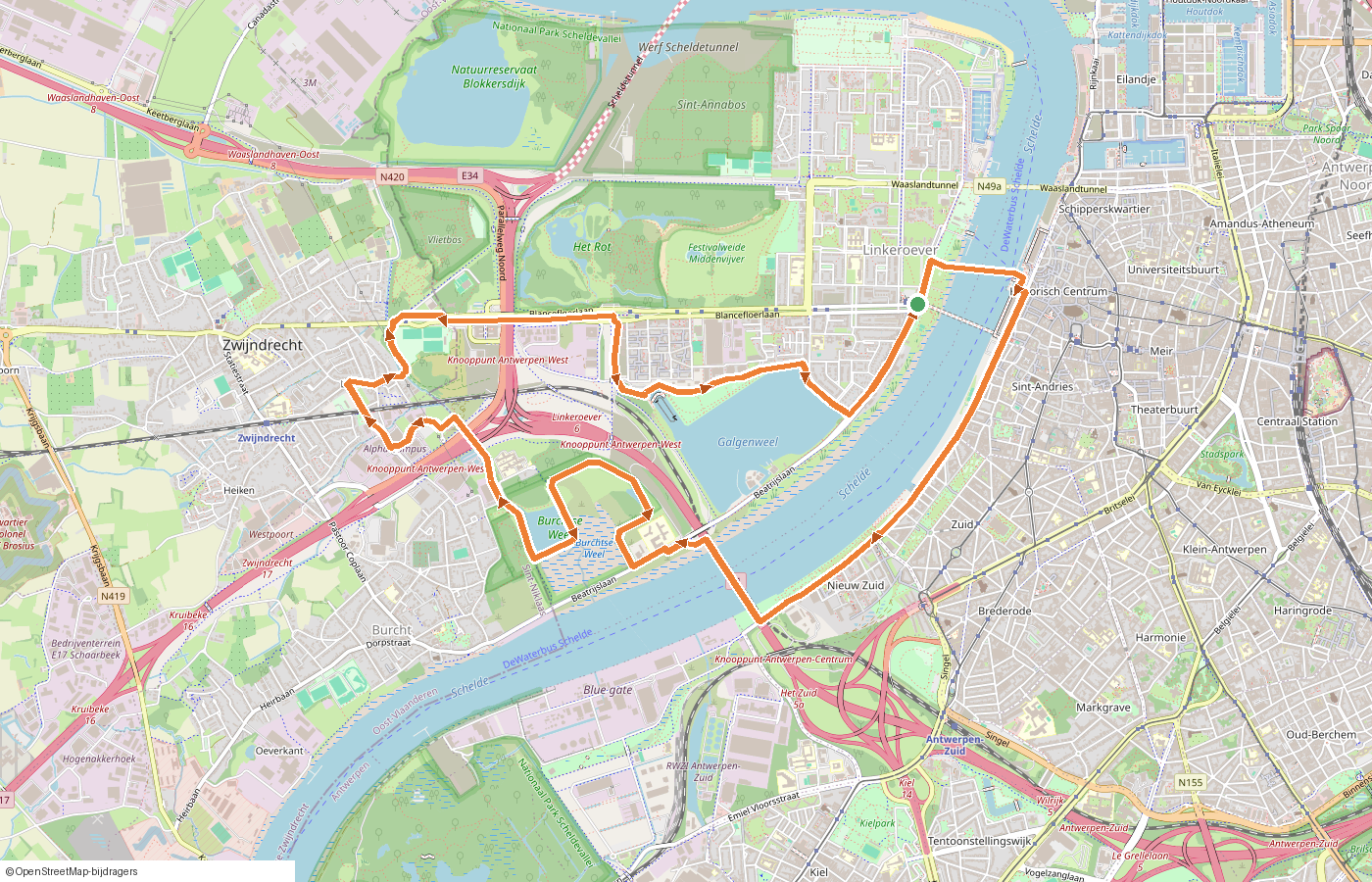 Kaartje van de route