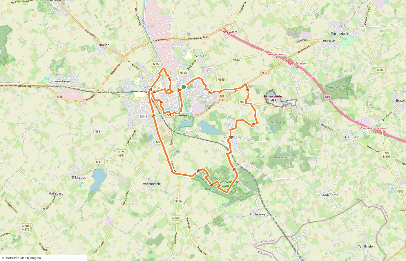 Kaartje van de route