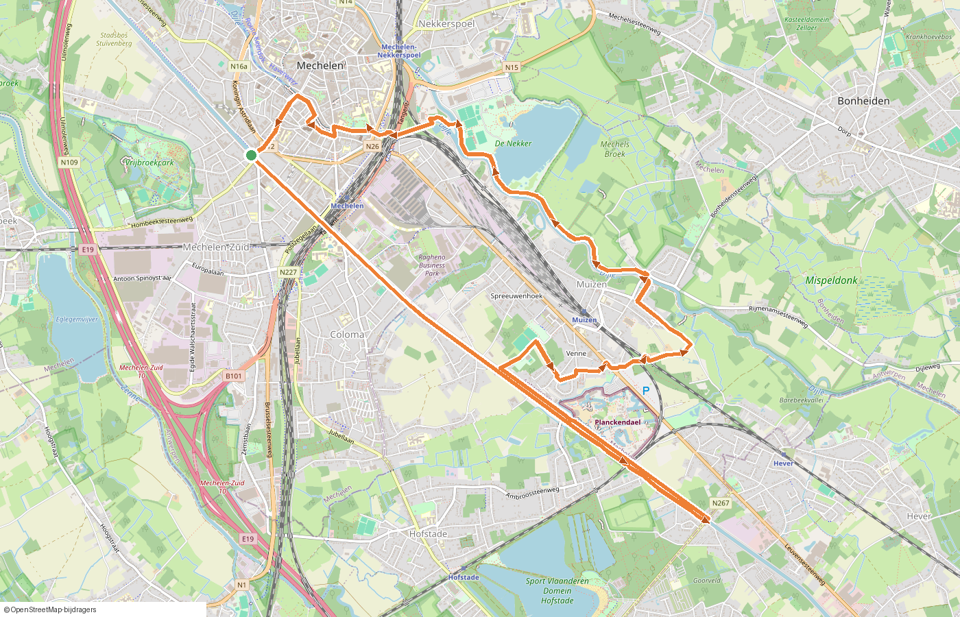 Kaartje van de route