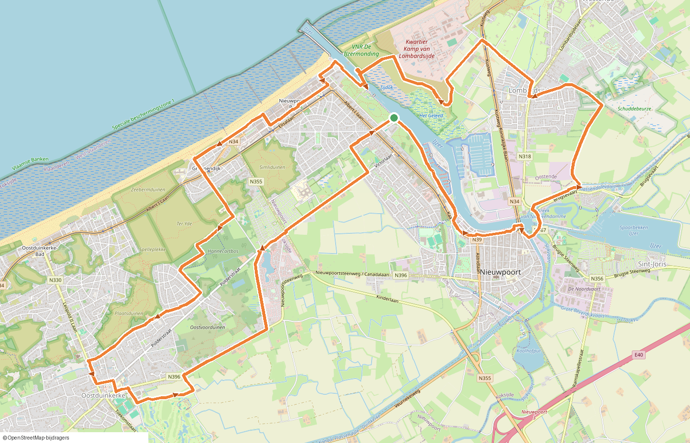 Kaartje van de route
