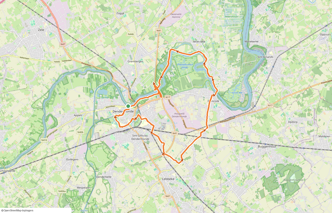 Kaartje van de route
