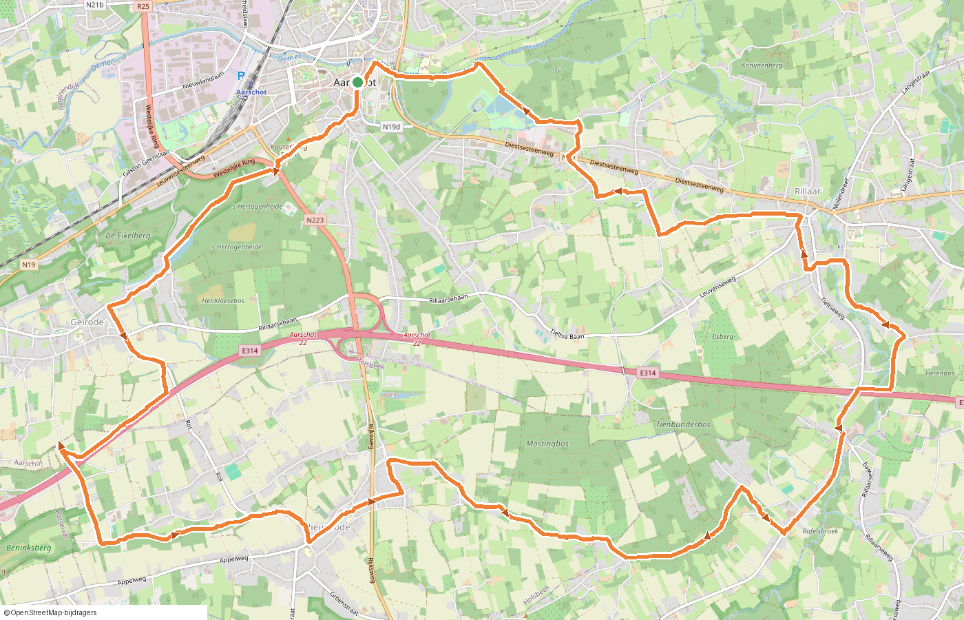 Kaartje van de route