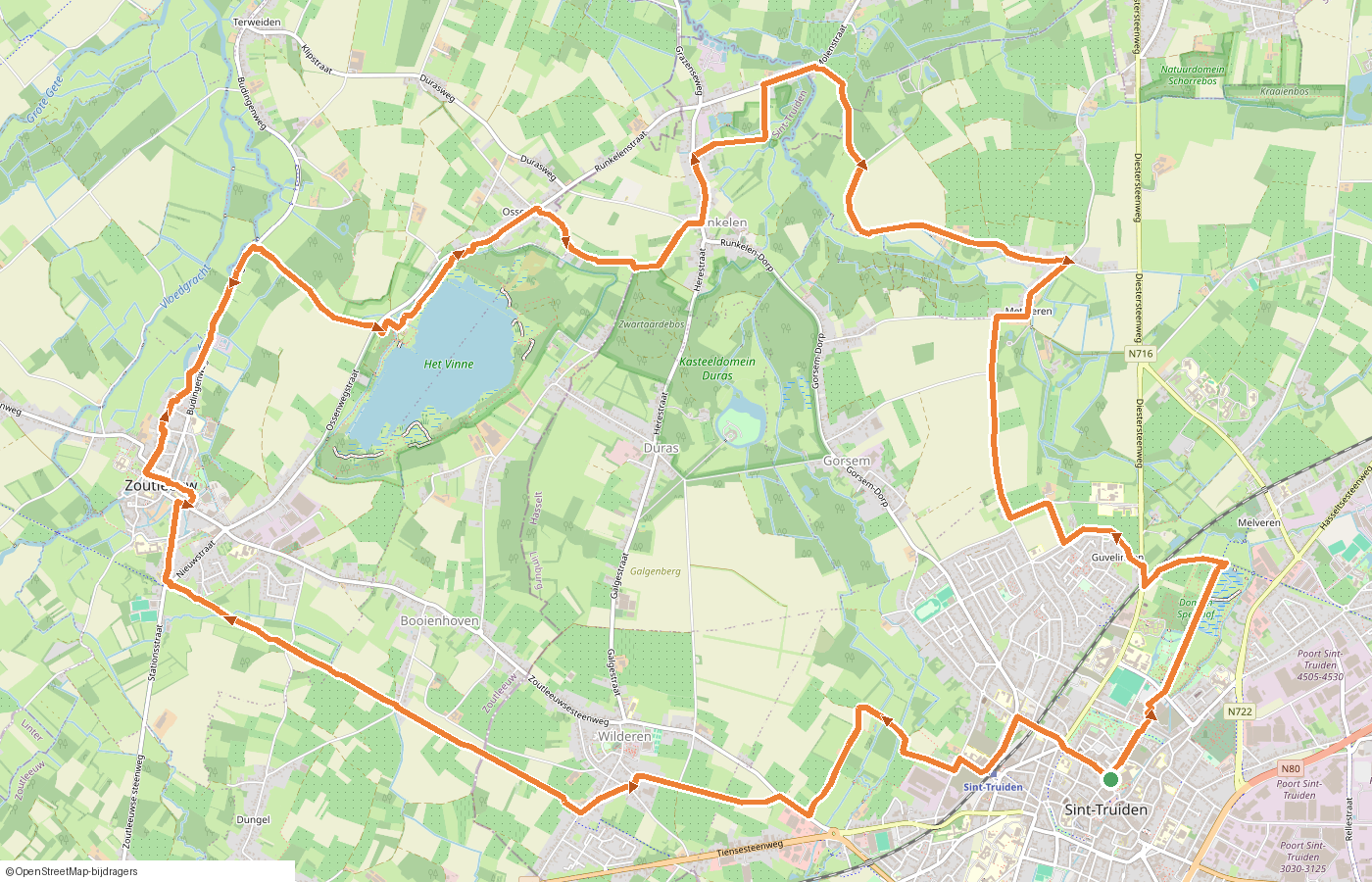 Kaartje van de route
