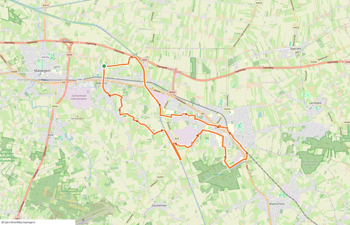 Kaartje van de route