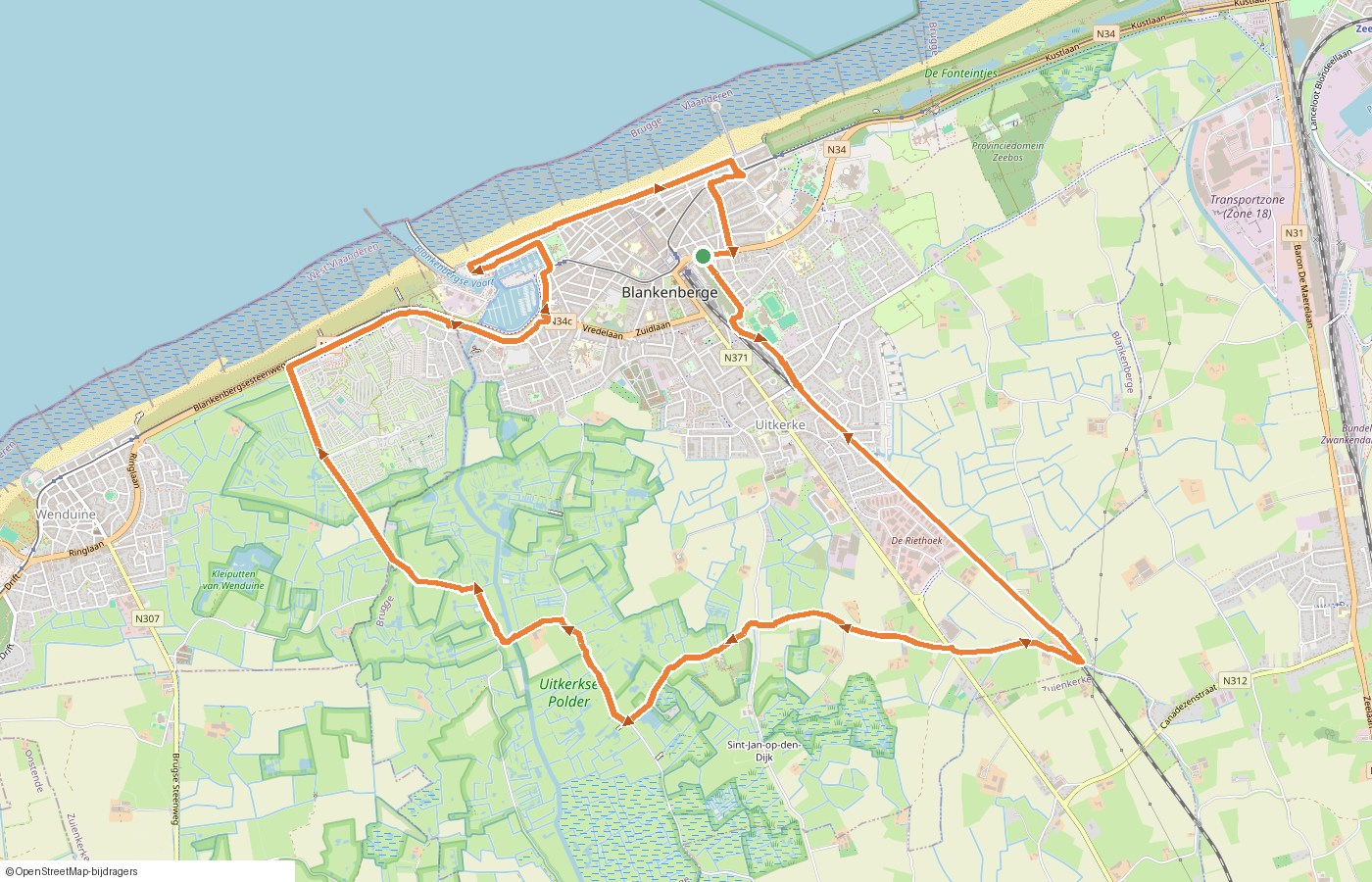 Kaartje van de route