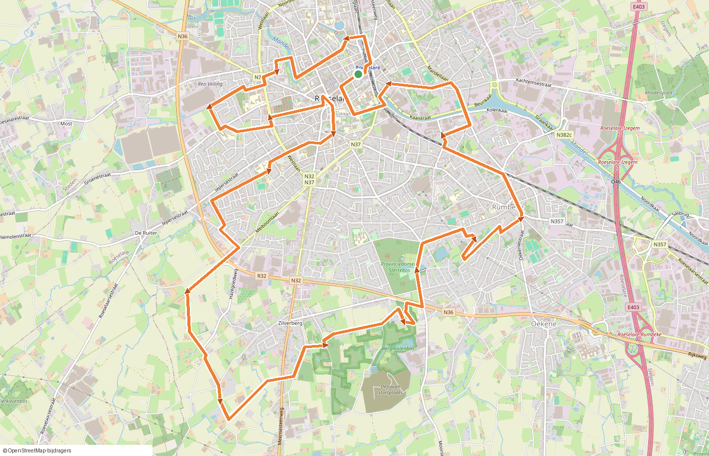 Kaartje van de route