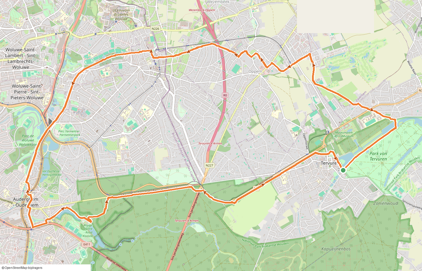 Kaartje van de route